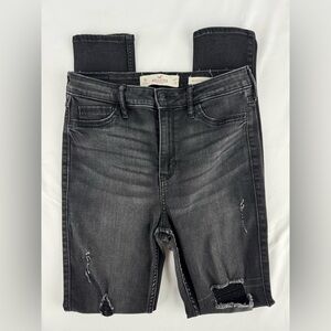 Hollister High Rise Super Skinny Black Distressed Jeans